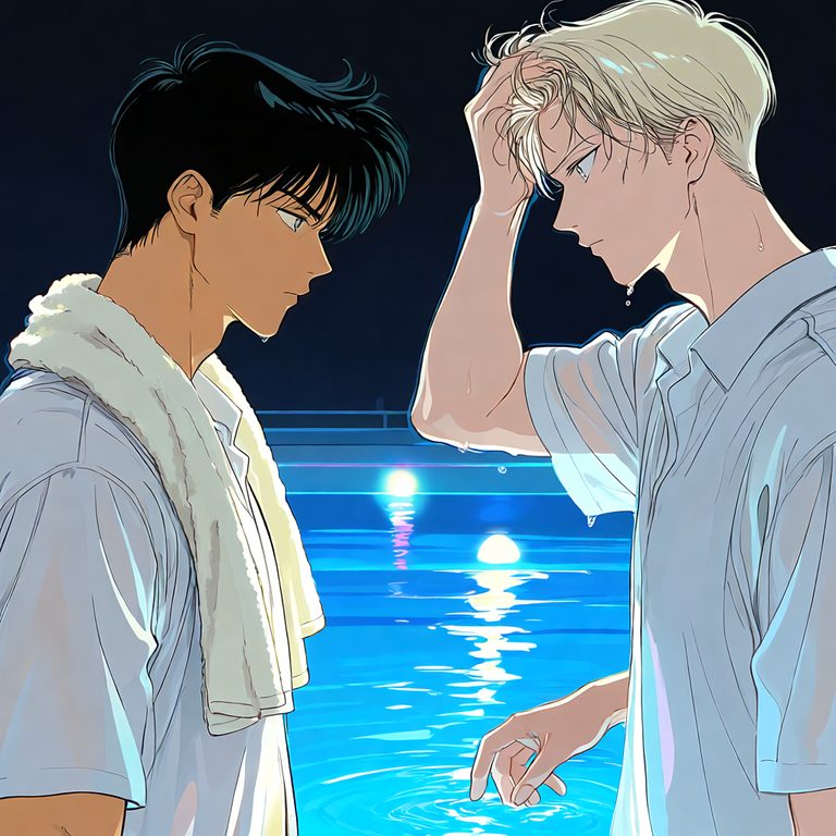 夜のプールで溺れて